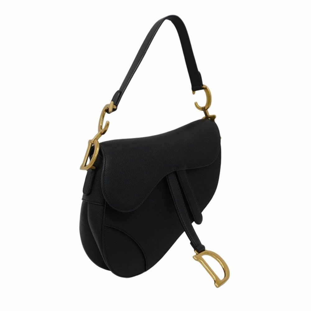 Christian Dior Handbag Saddle Bag Leather Black Women's - Picture 2 of 11
